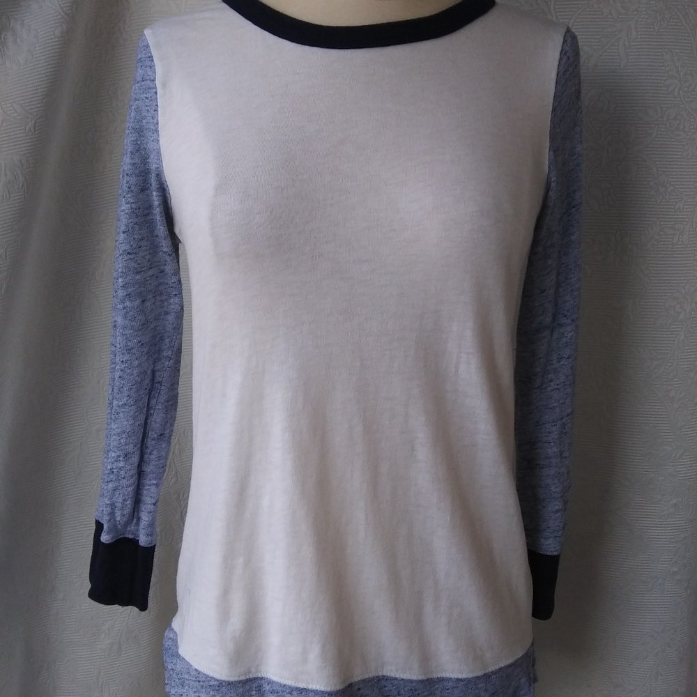 J. Crew | Navy and Soft White Baseball Tee | S